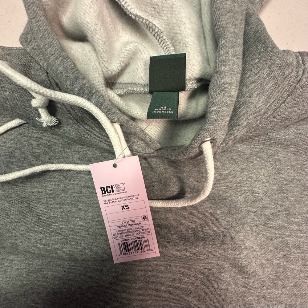 Wild Fable Heather Gray Pullover Hoodie Cropped Women XS Fleece Cotton - Picture 4 of 4